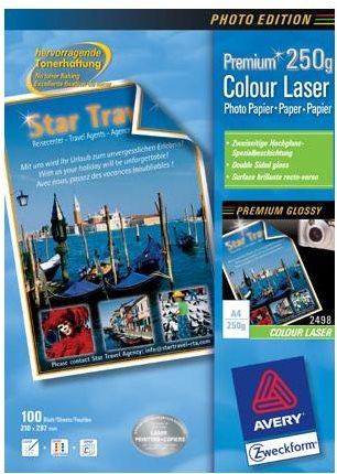 Actual product image Avery Premium Colour Laser Photo Paper, 100 Blatt (250 g/m², A4, 100 x)