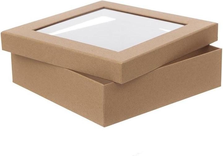 Produktbild NoName Karton mit Fenster, 23,5 x 23,5 x 6,5 cm, Kraftpapier (Geschenktüte, 1 x)