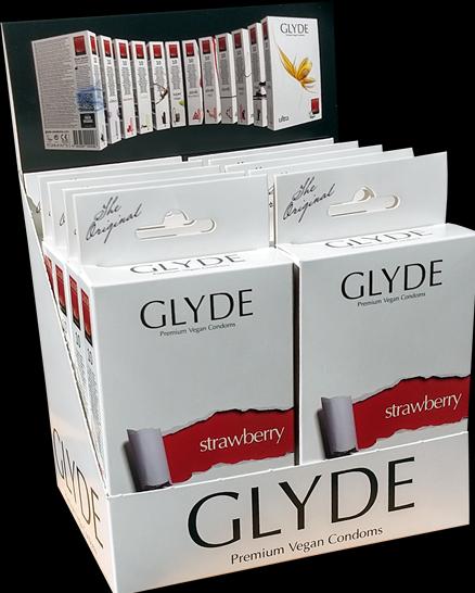 Glyde Ultra Strawberry Vegane Kondome, Erdbeer, 53mm, 10x10 (100 Stk.)