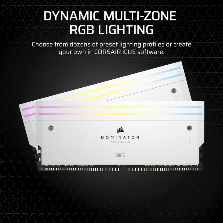 Image du produit Corsair DOMINATOR Titanium Light Enhancement Kit, 2-up config, Functional LEDs, White Heatsink, no DRAM ICs (Multicolore)