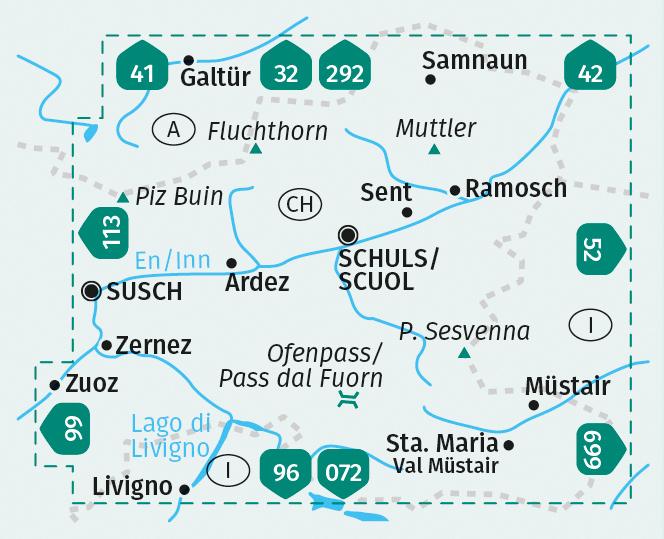 Actual product image KOMPASS Hiking Map 98 Lower Engadine, Na