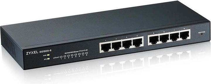 Productafbeelding Zyxel Switch 8x GbE GS1900-8 slimme schakelaar, desktop, ventilatorloos (8 Havens)