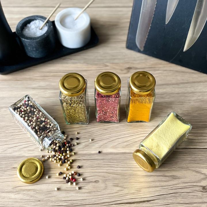 Produktbild Bins and Boxes Gewürzgläser CUBE Gold - Set 12 Stk. (Diverse Gewürze)