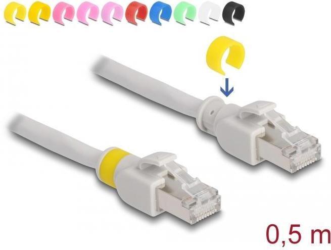 Image du produit Delock Câble réseau RJ45 Cat.6A S/FTP avec clips de couleur 0,5 m (S/FTP, CAT6a, 0.50 m)