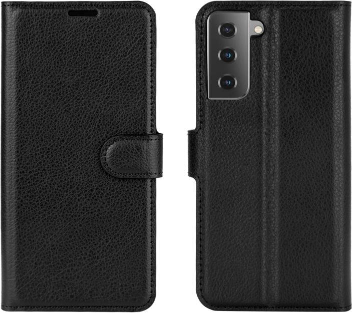 Produktbild AM-Handyzubehör Lederhülle mit Geldbörse Samsung Galaxy S21 5G - Schwarz