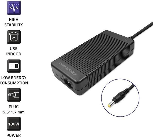 Image du produit Qoltec Adaptateur secteur pour ordinateur portable Acer 180W| 9.23A| 19.5V| 5.5*1.7 - Adaptateur secteur (180 W)