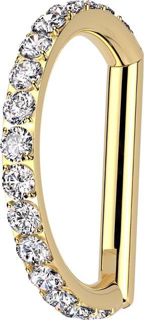 Star Piercing Micro Segmentring klappbar vergoldet Halbring seitlich Kristalle silber (Titan G23, ohne Messing)