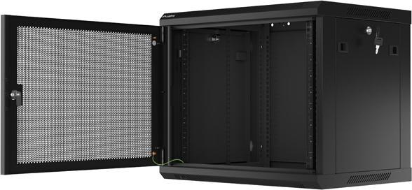 Immagine prodotto Lanberg Nástěnná jednodílná skříň 19", 9U/600x450, (v rozloženém stavu), perforované dveře, černá ( (9 HE, Rack da 19 pollici)