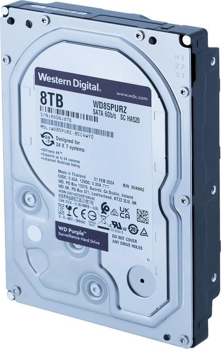 Productafbeelding WD HDD Paars 8TB 3,5 SATA 6Gbs 256MB (8 TB, 3.5", CMR)