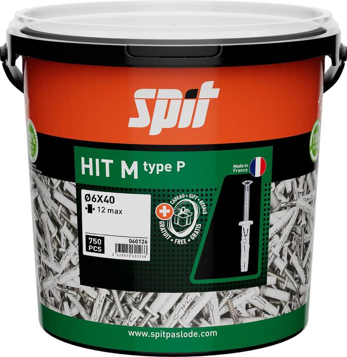 Actual product image Spit 060126 HIT-M 6x40/12P Schlagdübel mit Bund 750 im Eimer (750 pcs.)