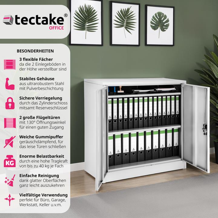 Immagine prodotto tectake Armadietto con 3 ripiani (90 x 40 x 90 cm)