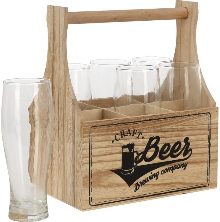 Furber Bierglas Halter mit 6 Gläser 400 ml, 6 Stück, Transparent (0.40 l, 6 x)