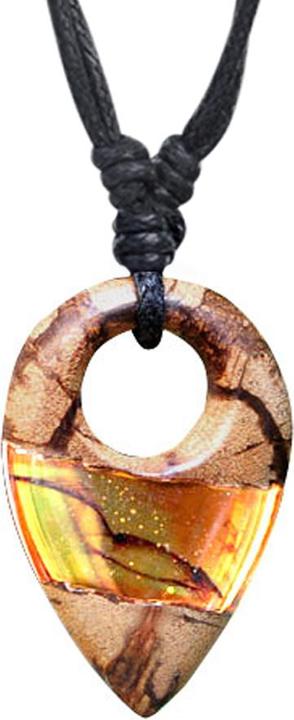Star Piercing Halskette schwarz Anhänger Tropfen Lava Epoxy orange aus Liana Holz (Organisch, ohne Messing)