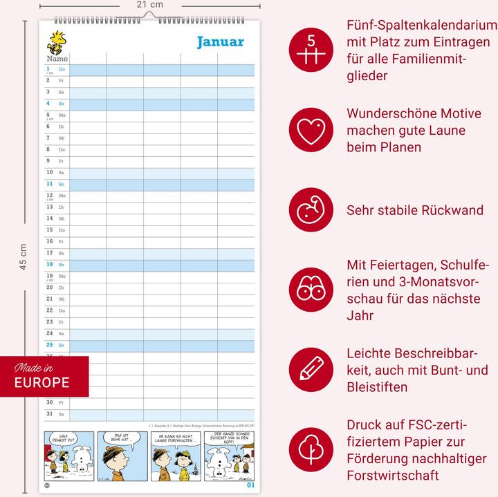 Produktbild Heye Familienplaner (21 x 45 cm, Harter Einband, Deutsch)