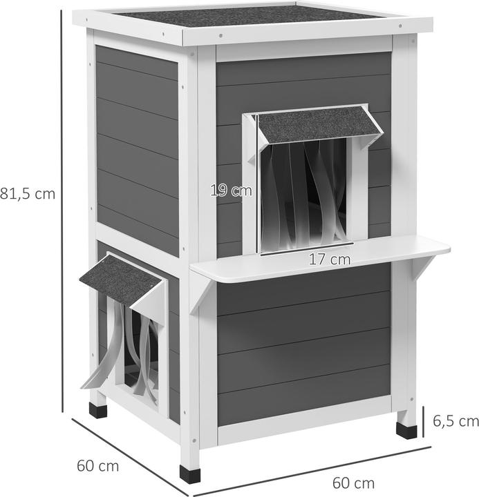 Produktbild PawHut Katzenhaus mit 2 ebenen und Vorhang (Katze)