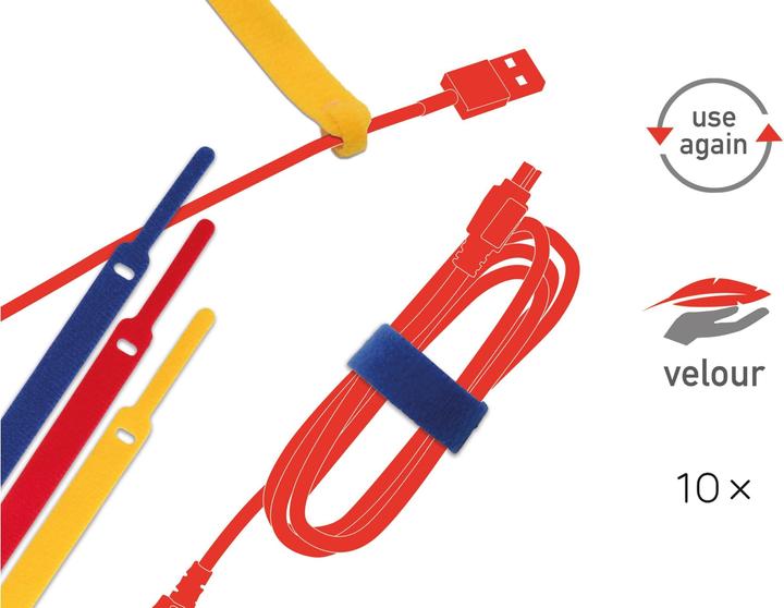 Image du produit Label-the-cable LTC BASIC 10 Power Velcro rt, gb, bl (Serre-câbles en plastique, 170 mm, 10 pcs)