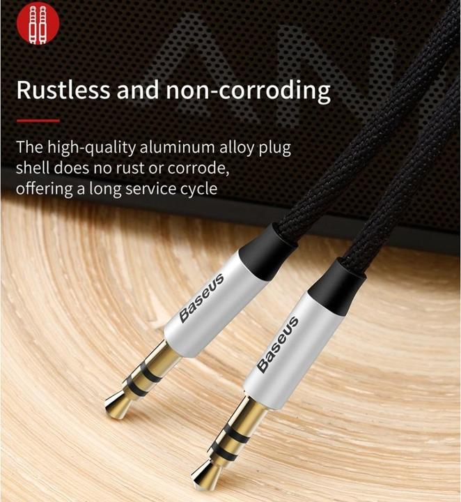Actual product image Baseus Yiven Audio Cable M30 0.5M Silver+Black (0.50 m, 3.5mm jack (AUX))