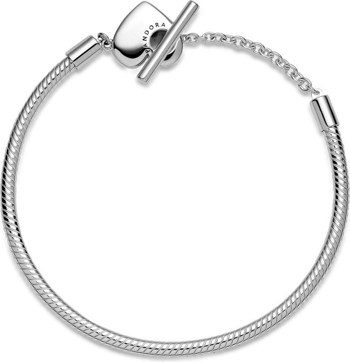 Immagine prodotto Pandora Bracciale cuore con catena di serpente a T-bar (16 cm, Argento 925)