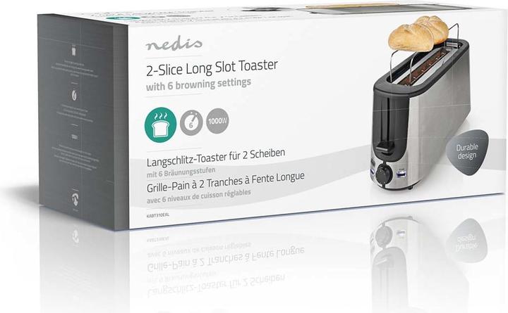 Image du produit Nedis Grille-pain Acier inoxydable Série 1 Fentes Niveaux de brunissage : 6 Fonction décongélation (Prise UE)