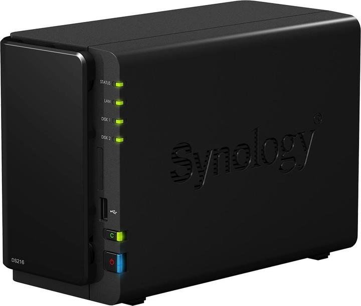Actual product image Synology DS216 2-Bay NAS enclosure WD RED 8TB black