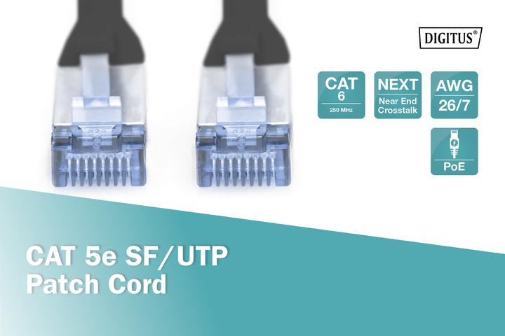 Produktbild Digitus CAT5e SF-UTP Patchk.,1m, SW (SF/UTP, CAT5e, 1 m)