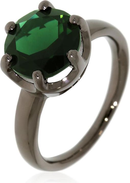 Xen Ring mit 10 mm Chromdiopsid-HT Quarz ca. 3,6 ct. Black Rhodium