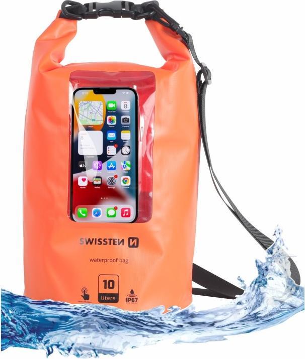 Swissten Waterproof Case Orange (10L) (Additional padding)