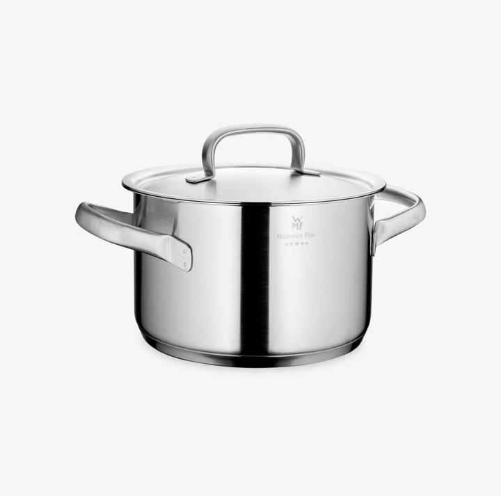 Produktbild WMF Kochtopf Fleischtopf Induktion 20cm Metalldeckel Gourmet Plus Edelstahl 18/10 (20 cm, Kochtopf, Edelstahl)