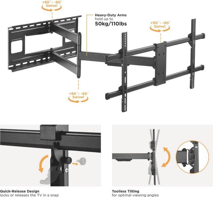 Actual product image equip Wall Mount Flat Screen 43"-80" Tilt / Tiltable (Wall, 80", 50 kg)