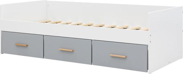 Image du produit Bopita Lit de jour 90x200 avec 3 tiroirs Emma Blanc/Gris (excl. Sommier à lattes) (90 x 200 cm)