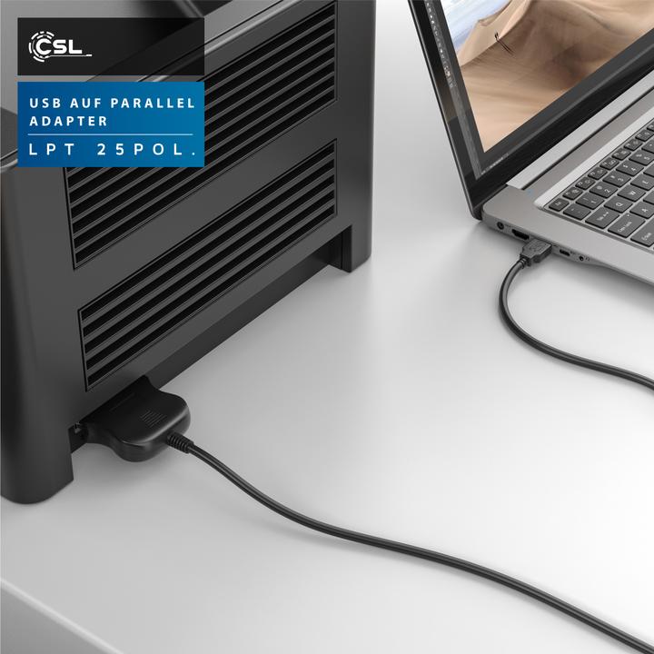 Immagine prodotto CSL Adattatore da USB A a parallela LPT 25 pin - D-SUB DE 25 a USB tipo A, 90 cm, cavo stampante, cavo (1 m, Parallelo (stampante))
