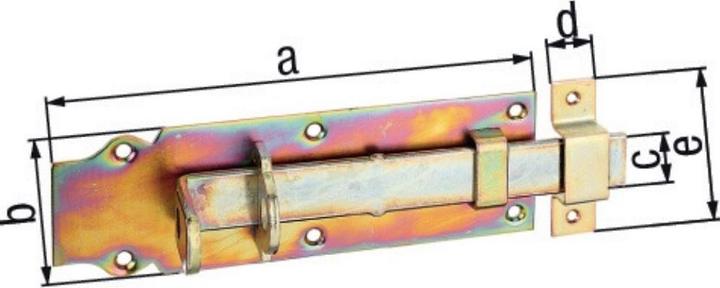 Produktbild GAH Schlossriegel Länge 160 mm Breite 56 mm gerade Stahl galvanisch gelb verzinkt Ausschub 44 mm (1 Stk.)