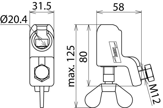 Image du produit Dehn KKH 20 FS Capuchon de tête sphérique D 20mm rigide avec vis à ailettes p. Câbles 25-120qm