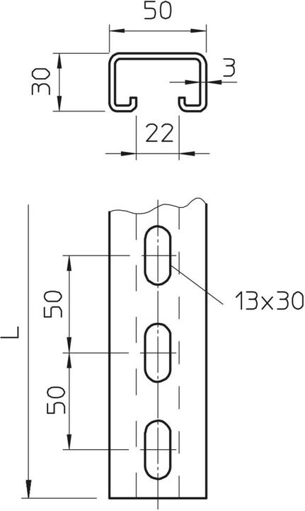 Immagine prodotto OBO Bettermann Binario forato, larghezza fessura 22 mm 1121464