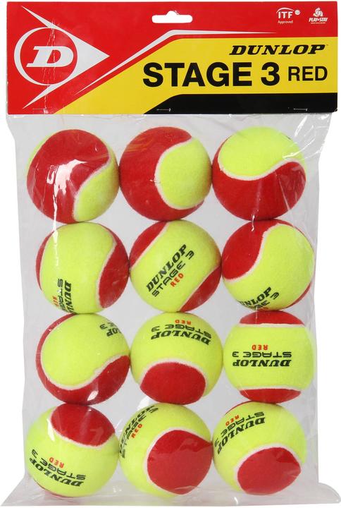 Dunlop Tennis balls STAGE 3 RED 12-polybag ITF