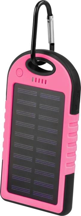 Setty Powerbank with Solar Cell Charging 5000 mAh - Pink (5000 mAh)