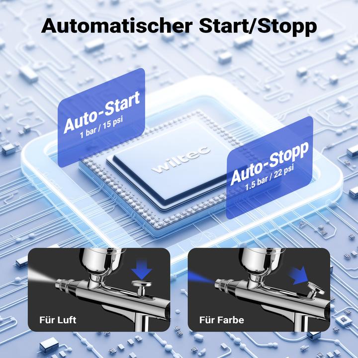 Actual product image Wiltec Compressor accessories set 2.8 bar airbrush set 12V compressed air air brush