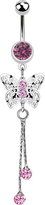 Immagine prodotto Star Piercing Banana in argento con ciondolo farfalla king crystal rosa (Acciaio chirurgico 316L, senza ottone)