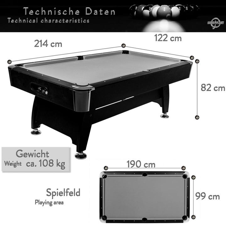 Produktbild Games Planet 7 ft Billardtisch Premium, Farbe schwarz/grün