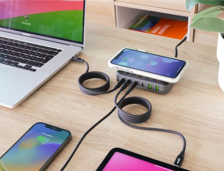 Immagine prodotto InLine Qi Powerstation Multiport, alimentatore, caricatore, 4x USB Tipo-C, 2x USB Tipo-A, GaN, 100W, cavo (100 W)