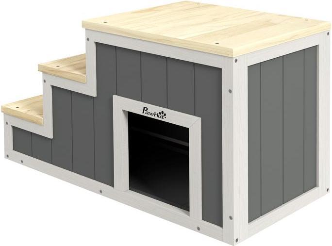 Produktbild Swisshandel24 2-in-1 Hundetreppe, Katzentreppe mit Höhle, Haustiertreppe mit 3 Stufen, Haustierrampe aus Holz, Kat (Katze, Hund, Faltbar)