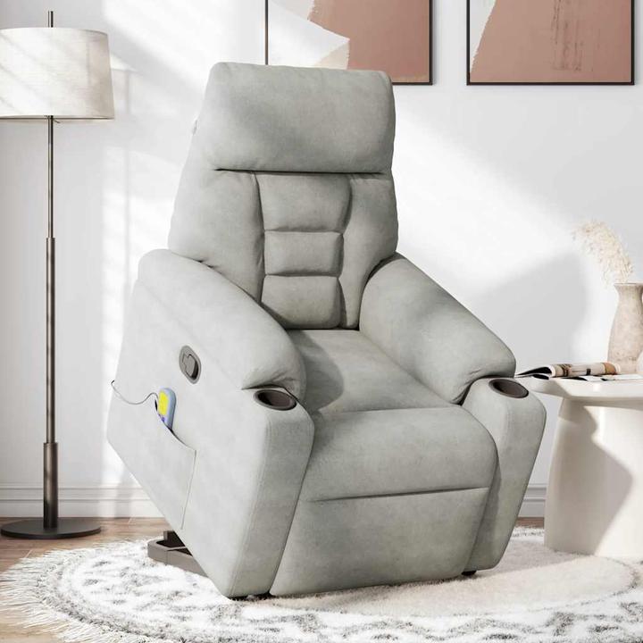 Immagine prodotto VidaXL Poltrona massaggiante con ausilio stand-up Tessuto in microfibra grigio chiaro Poltrona relax