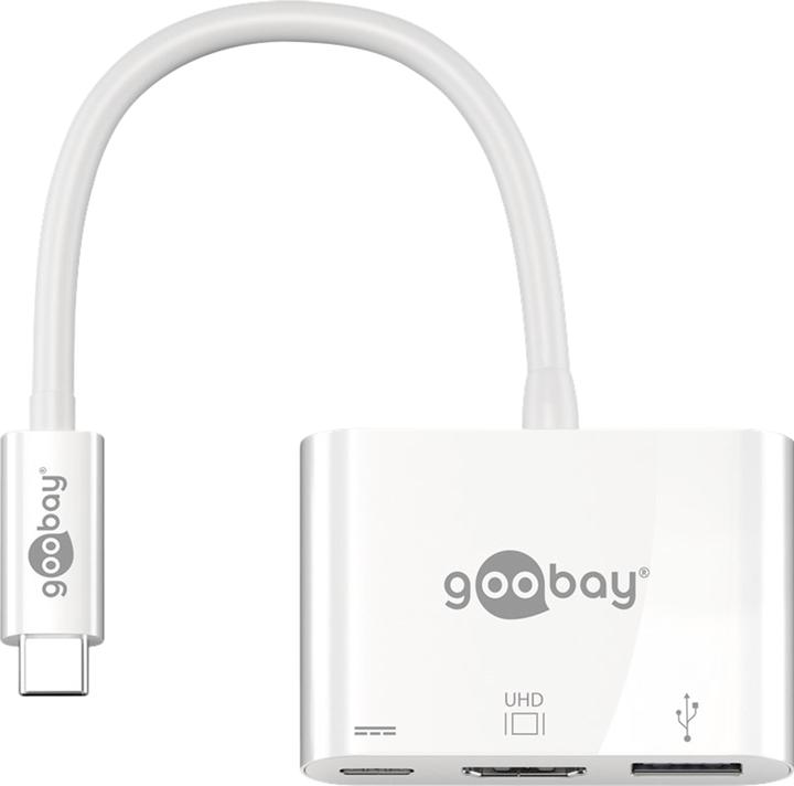 Actual product image Goobay USB-C™ Multiport Adapter HDMI, White, 0.15 m (USB-C, 3 Ports)