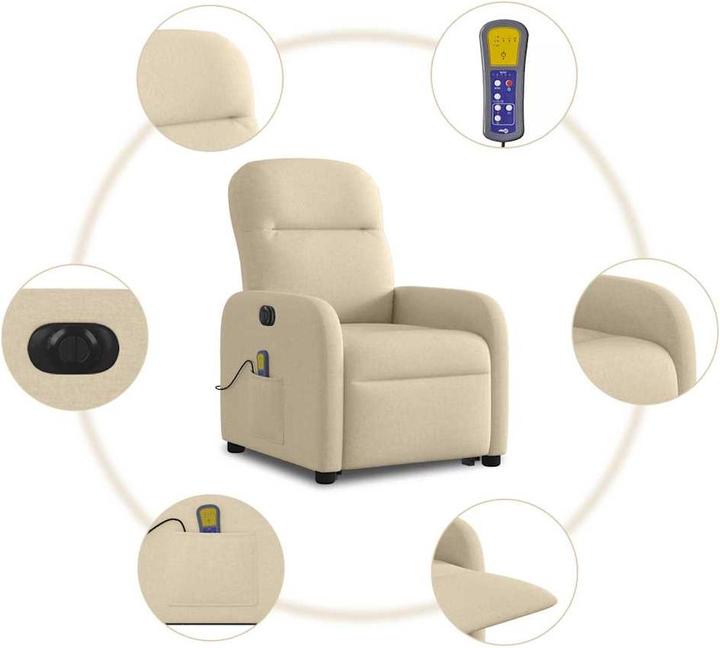 Actual product image VidaXL Electric massage chair with stand-up aid cream fabric