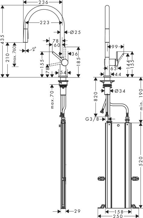 Produktbild hansgrohe Talis M54 Spültischmischer 210 (mattschwarz), mit Ausziehbrause
