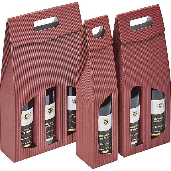 Actual product image kaiserkraft Wine gift bag with handle, internal LxWxH 90 x 90 x 365 mm, bordeaux, 10+ items. (1 x)