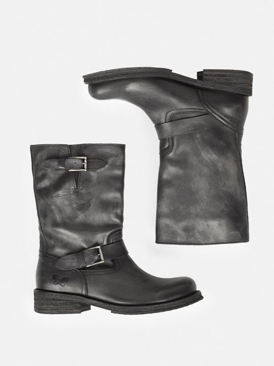Immagine prodotto Felmini COOPER E034 Stivali biker in pelle nera con finitura vintage lavata a mano, morbida pelle e colore (37)