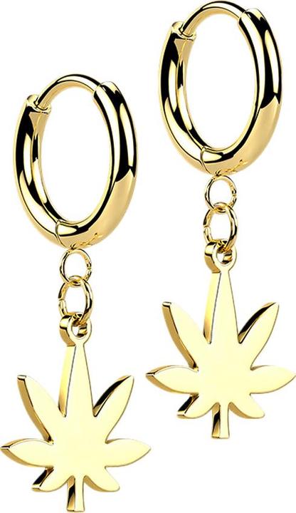Star Piercing Ohrring vergoldet Anhänger Hanfblatt (ohne Messing, Chirurgenstahl 316L)