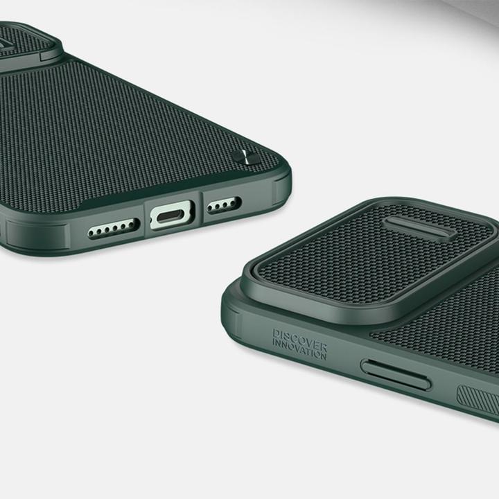 Immagine prodotto Nillkin Corazza S-Hull testurizzata per iPhone 14 Pro Max con copertura della fotocamera verde scuro (Apple iPhone 14 Pro Max)