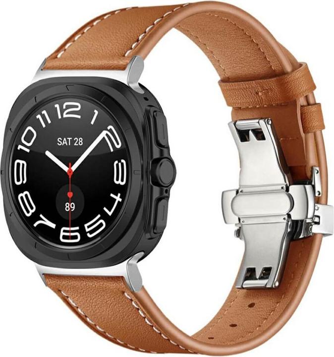 Actual product image Cover-Discount Galaxy Watch Ultra (47mm) - Leather strap replacement with butterfly clasp (Leather)